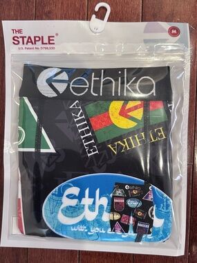 ethika Men's Black Boxer Briefs with Multicolor Graphic Waistband